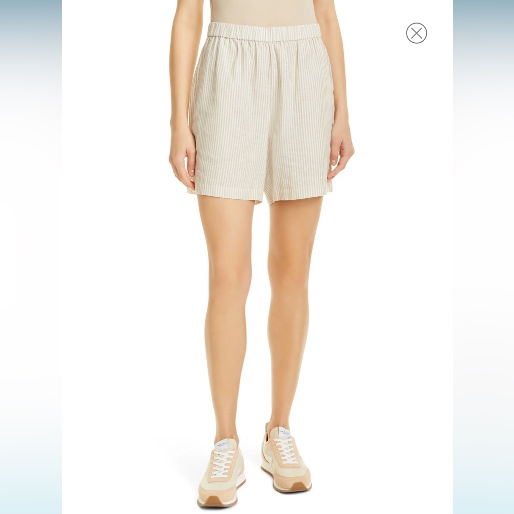 Rag & Bone Maye Stripe Pull-On Shorts In Beige Stripe - Nwt